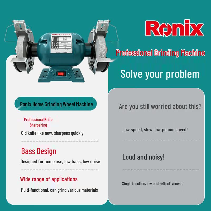 Ronix Industrial Benchtop Grinding & Polishing Machine CN Plug (adapter Included)