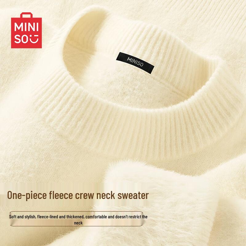 MINISO Men's Fleece-Lined Turtleneck Knit Sweater