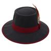 Internet Celebrity Feather Decoration Foreign Style Top Hat Dome Jazz Hat Men And Women Tibetan Felt Hat Imitation Wool Hat Ethnic Style