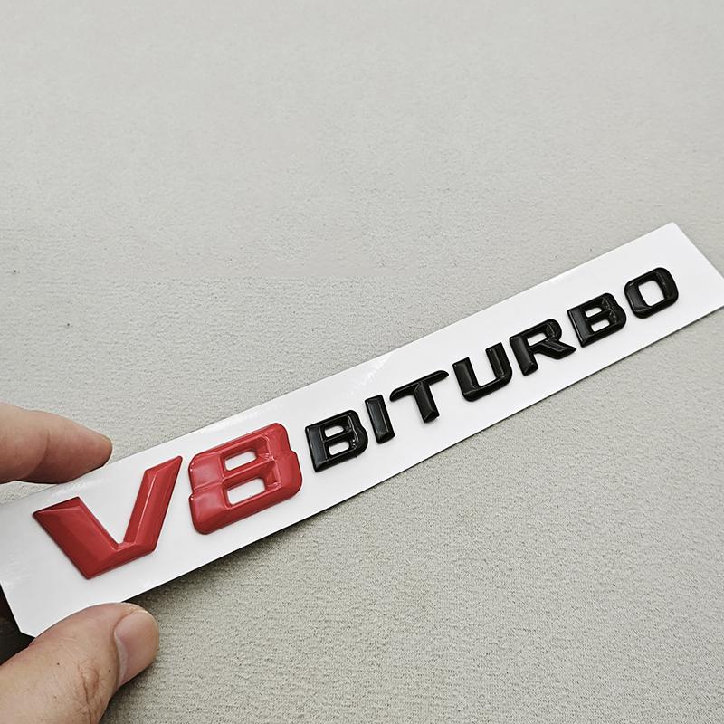 3D ABS Chrome Logo V8 BITURBO Emblem Car Fender Side Badge Decal For Mercedes Benz AMG C63S C63 E63 G63 G500 Sticker Accessories
