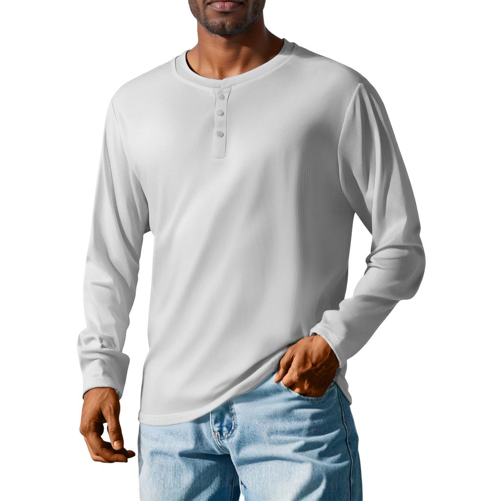 Men'S Button Loose Casual Long Sleeved Shirt Fashionable Top