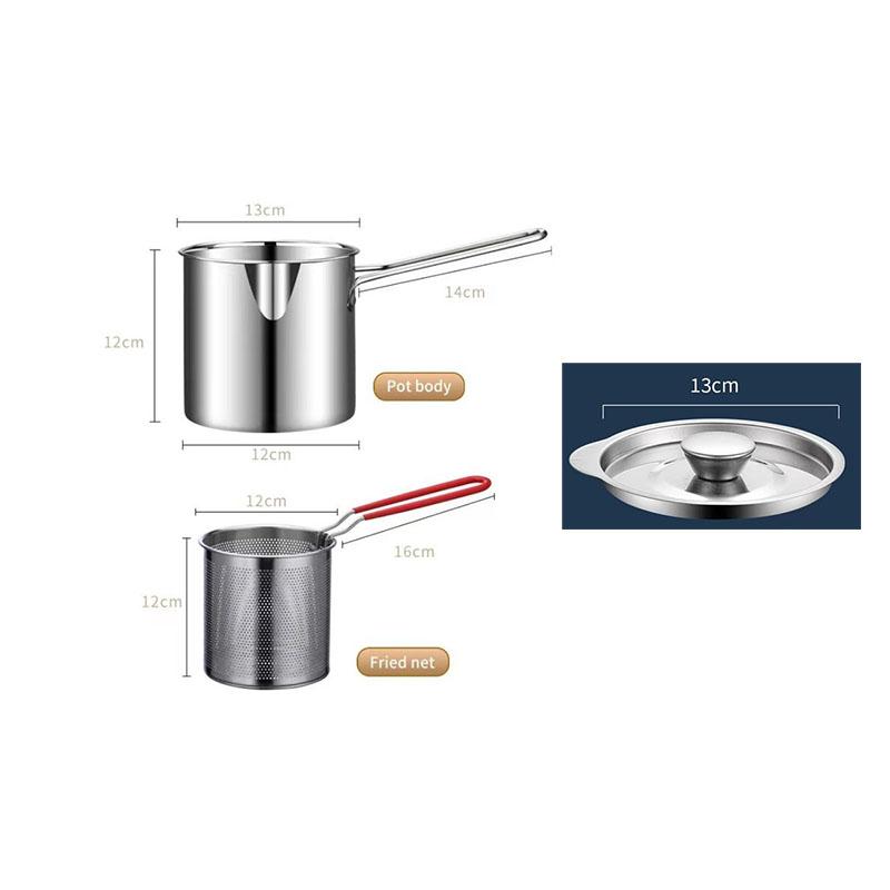 2pcs Household Mini Fryer Hot Clip Set Stainless Steel Frying Pan Complementary Food Pot Multi Functional Fryer Filter Residue