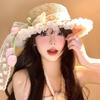 Lace Bow Tulip Straw Hat Women's Summer Seaside Beach Vacation Sun Hat Shade Sun Protection Hat