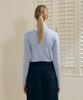 BASIC HOUSE Women'S Stretch Turtleneck Long Sleeve T-Shirt Blue Lats0218