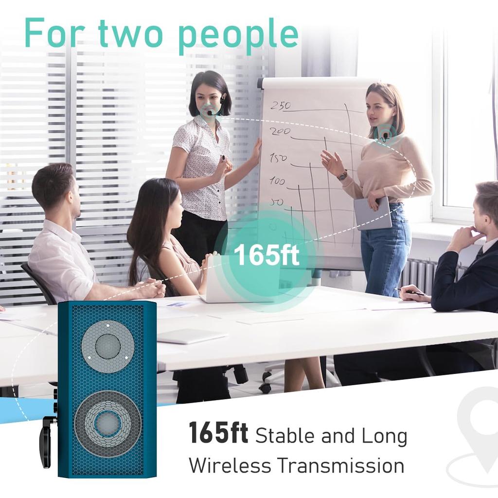 KIMAFUN Wireless Headset and Lavalier Lapel Microphone for Two External 50m Transmission 8 Hours of Continuous Plug Compatible with for and Briefings