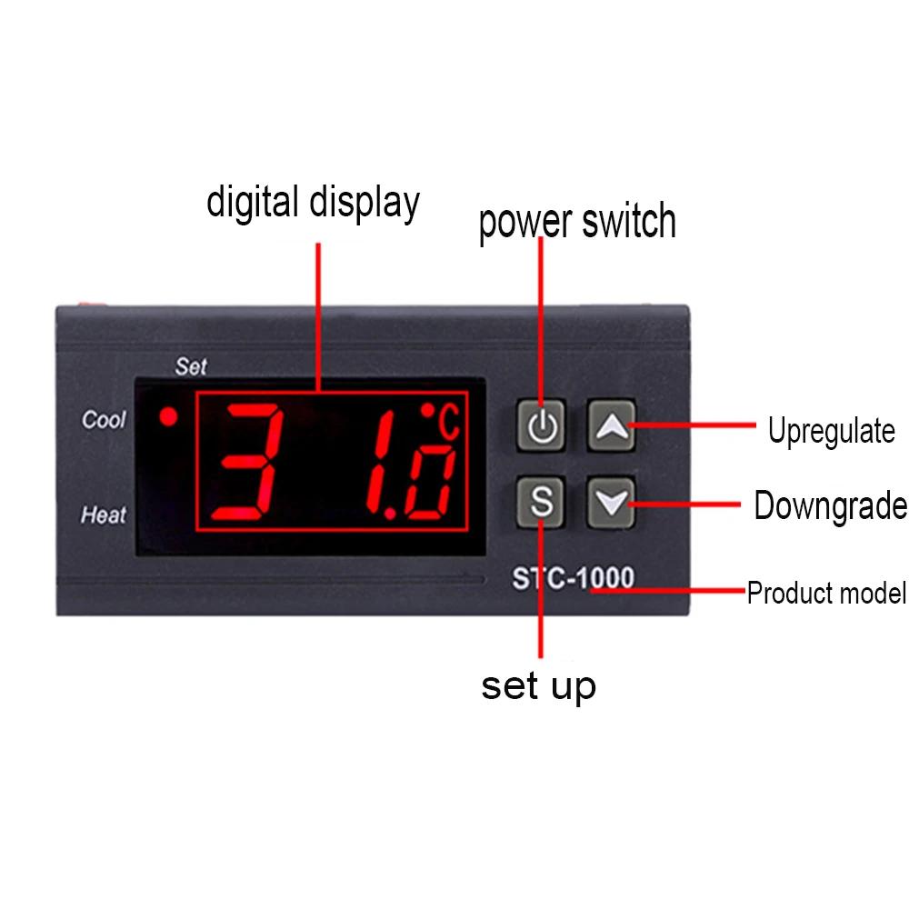 Controler Digital de Temperatură LED, Termostat, Termoregulator, Releu Incubator, Încălzire și Răcire 12 V 24V 220V STC-1000