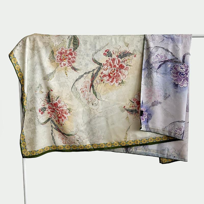 Chinese style fragrant cloud gauze square scarf silk scarf floralsprinting double-sided silk scarf shawl