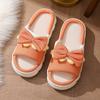 New bow-tie linen slippers women's non-slip indoor home cute couple cotton and linen thick bottom sandals summer