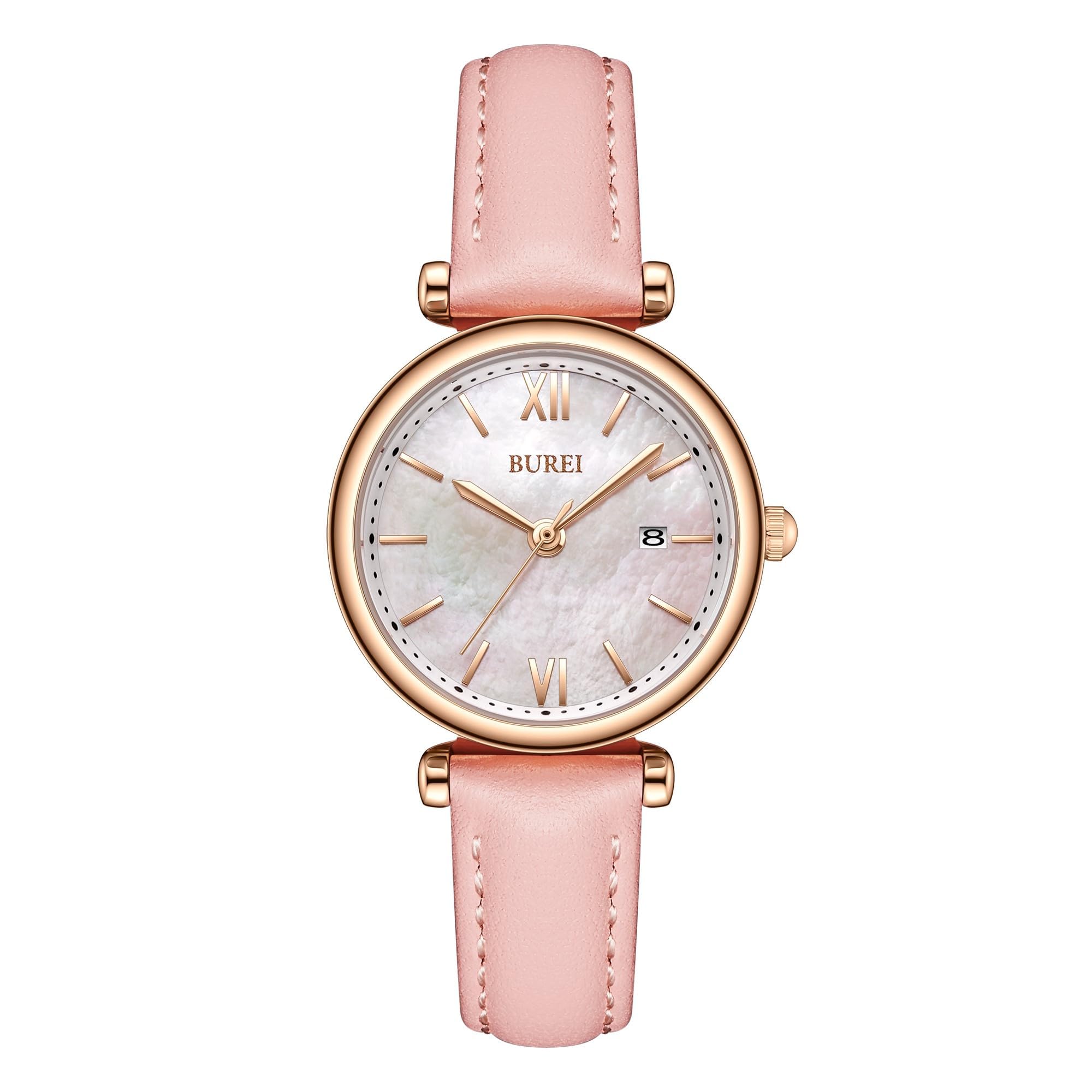 

BUREI Quartz Analog Watch with Leather Slim and Perfect for and A great gift for your or Women s Strap, Fit, Stylish, Waterproof, Cute, Simple, белый