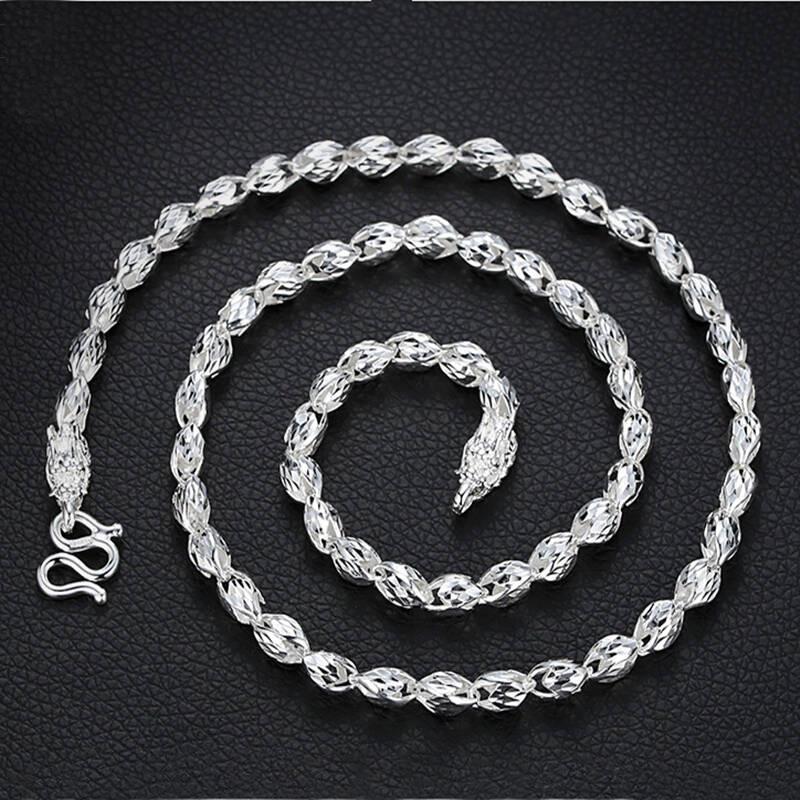 

Унисекс Ожерелье из стерлингового серебра 999 пробы с двойной головой дракона и серебряной цепочкой-тюльпаном Pure Silver