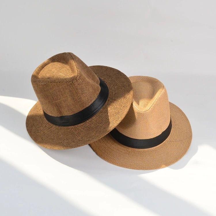 Paper Straw Big Flat Brim Top Hat In the Elderly Summer Sun Protection Hat Panama Straw Hat Men's Summer Men's Hat