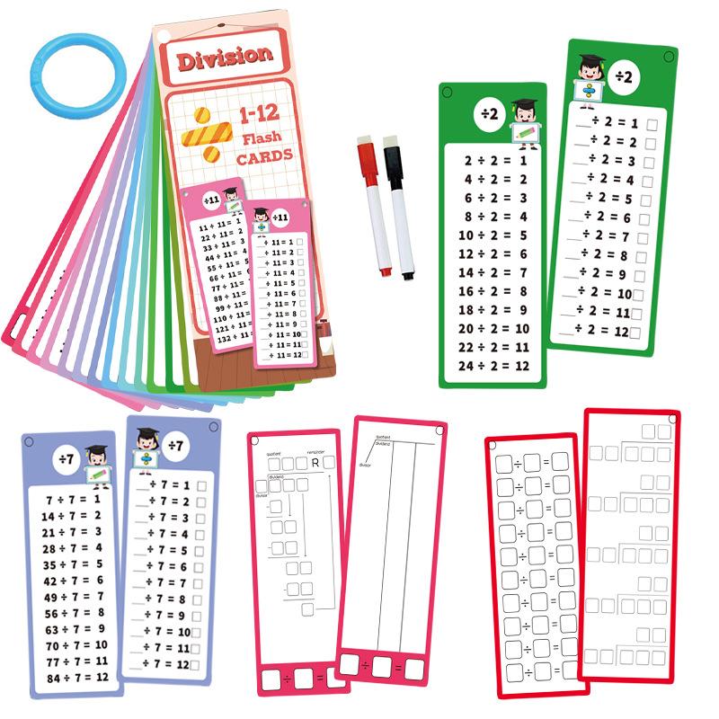 Schede Allenamento Matematica Lavabili, Addizione, Sottrazione, Moltiplicazione, Divisione, Pratica Matematica, Ausilio Didattico Montessori per Bambini