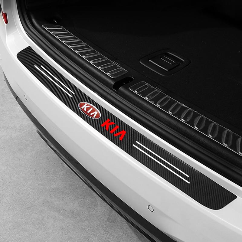 AADW1 Autotürschwellenleisten Kofferraum Heckstoßstange Schutz Carbonfaser Leder Aufkleber Für Kia Sportage Ceed Picanto Niro K5