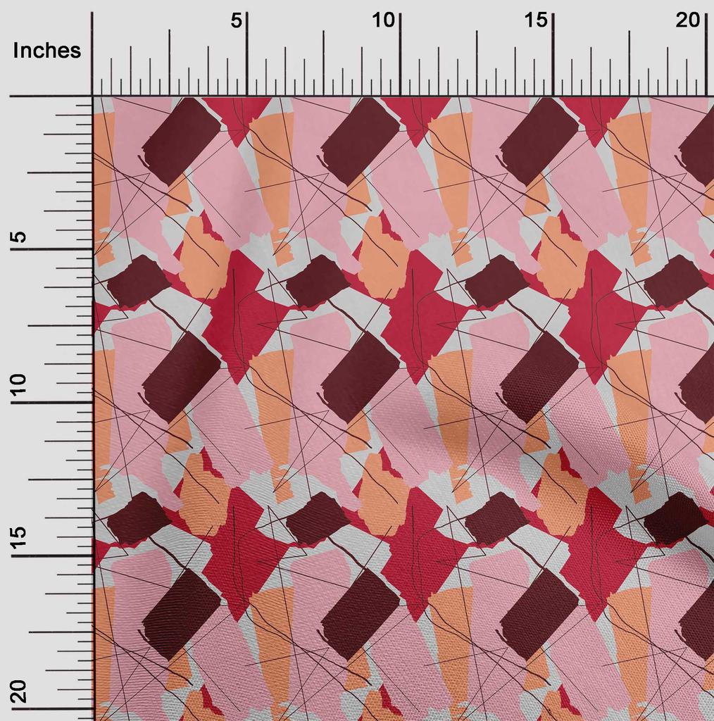 oneOone Cotton Flex Olive Green Fabric Triangle & Brush Stroke Abstract Diy Clothing Quilting Fabric Print Fabric By Yard 40 Inch