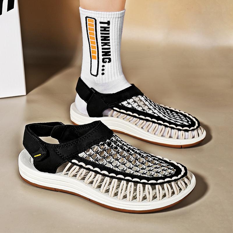Summer  Men's Sandals Fashion Lightweight Casual Sandals Shoes Large Size Plus-size Hand-knitted Shoes Sandals