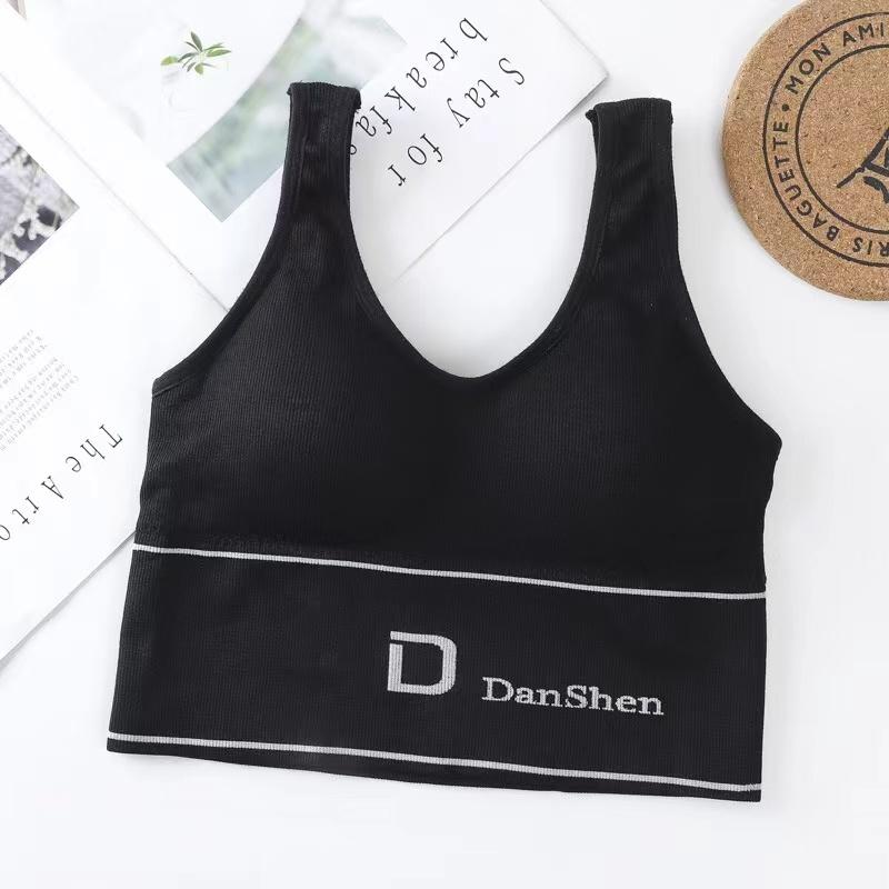 

Sports Vest Women Gather Without Steel Ring Shockproof Underwear, Tube Top, Outer Wear, All-match U-shaped Beautiful Back, Big one size чорний