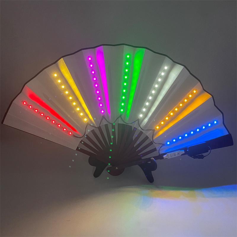 Rose Lace Edge LED Folding Fan - Wedding Gift & Dance Prop