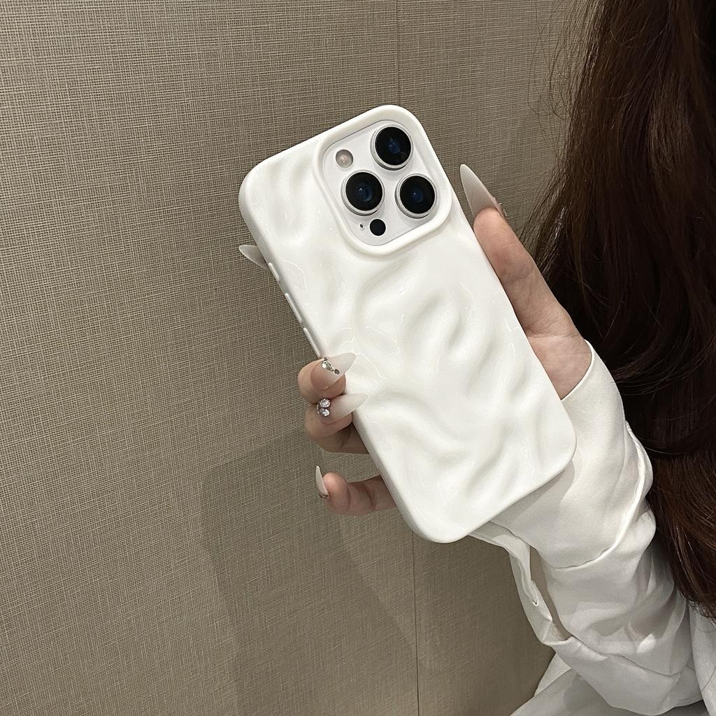 Three-dimensional Meteorite Pattern Solid Color Suitable for Apple 16promax Mobile Phone Case 15 All-inclusive 14 Soft 13 Simple 1211 Tide Xs