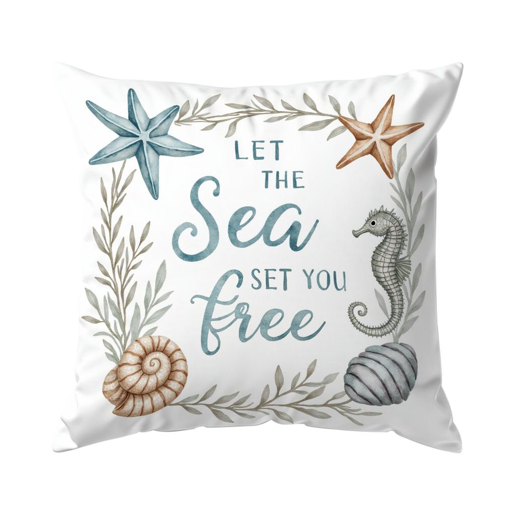 Blue Ocean Series Pillowcase Printed Polyester 40/45/50Cm Throw Pillowcover Decorative Sofa Cushion Pillowslip Home Decor