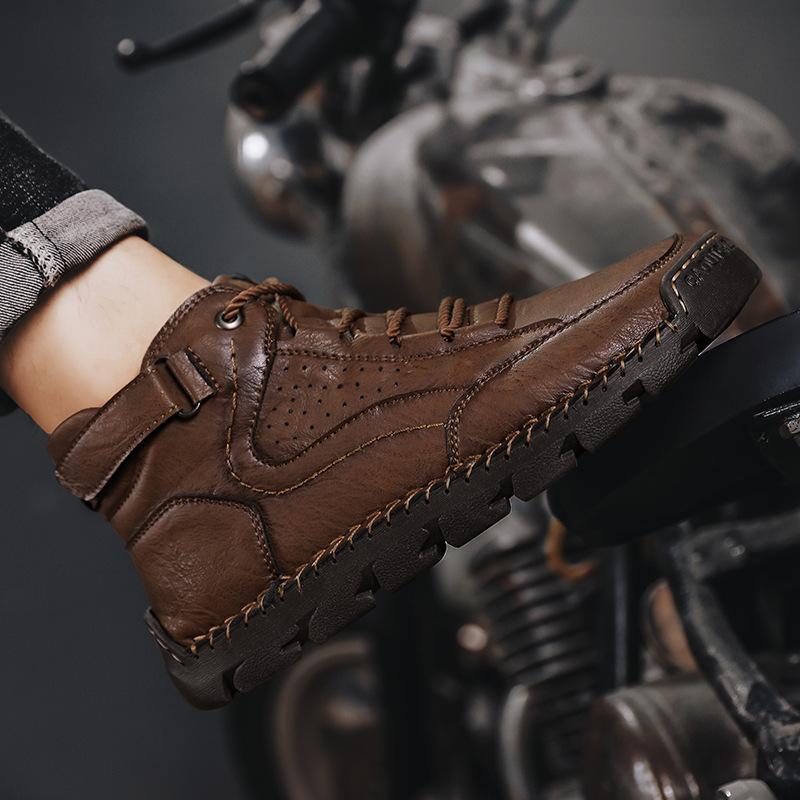 Men's Hand-stitched Boots Plus-size Casual Shoes Comfortable Soft Ankle Boots Outdoor Non-slip Wear Boots 2026