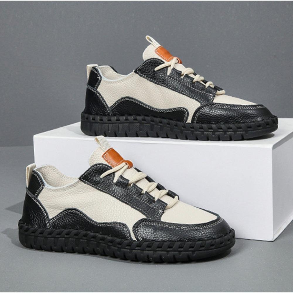 Fashion Leather Casual Shoes Men's Spring Autumn Cowhide Men Breathable and Sweat Absorbing Soft Soled Bean Shoes Mens Loafers Sneakers