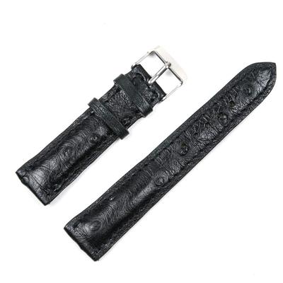 [Revetta] Ostrich Leather Watch Band/Strap, Genuine Leather, Black, 24mm [126-1oub24]