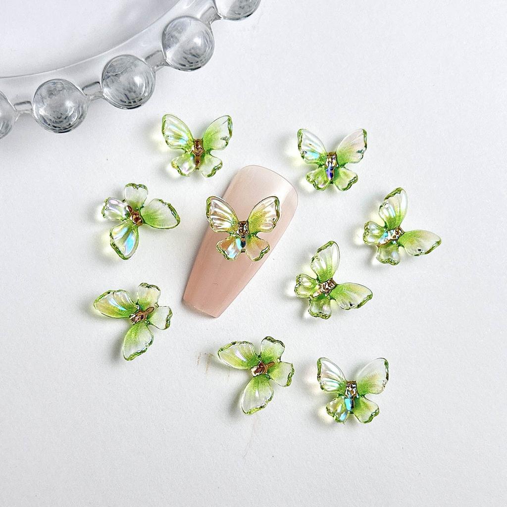 New Trendy Resin Colorful Ice Transparent 3D Fairy Butterfly Nail Art Decorations DIY Wearable Nail Accessories Wholesale