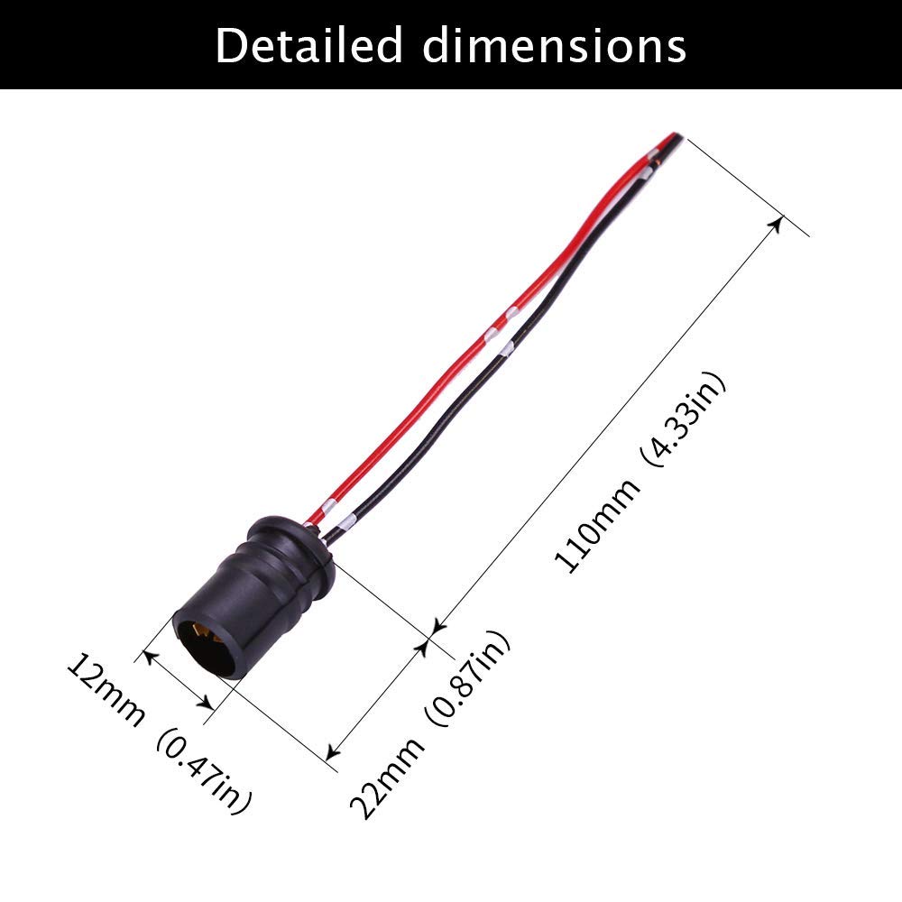 HUIQIAODS T10 Motorcycle Light Bulb Socket Bulb Holder Wire Harness