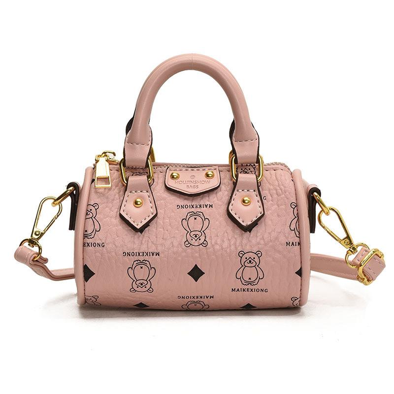 Pu Material Adorable Small Handbag For Kids Featuring Fun Letter Design Print