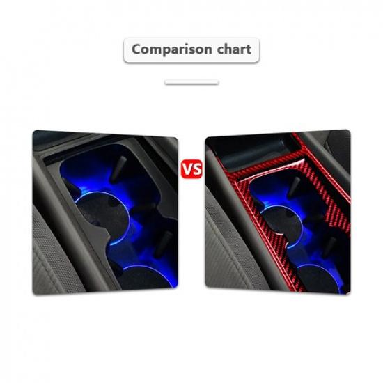 2Pcs For Honda Civic 2006-11 Carbon Fiber Interior Center Cupholder Cover Trim