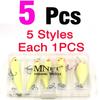 MNFT 5PCS Night Fishing Lure Bait Kit Hard Bait Night Glow Artificial Lures VIB Popper Crank Minnow Pencil With Lure Box