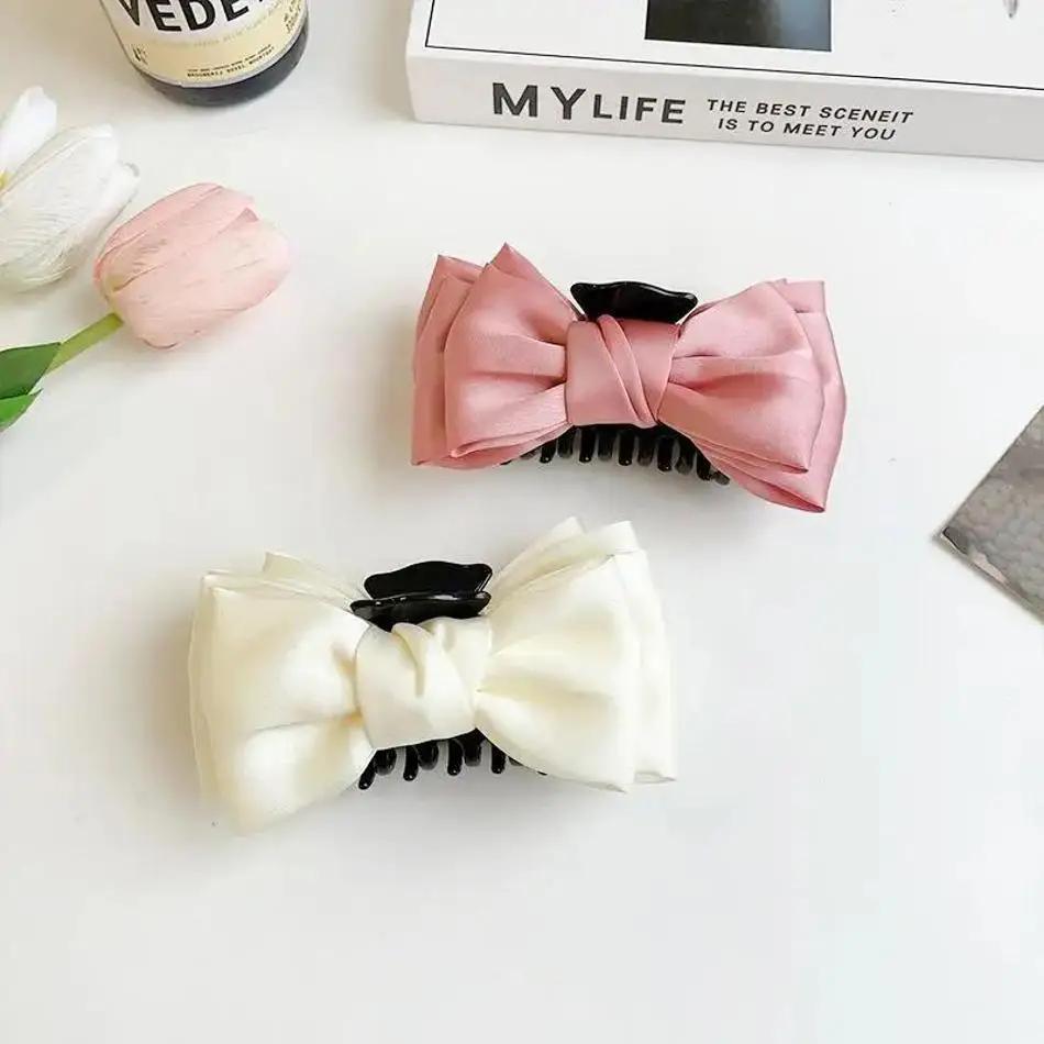 Tie Grab Shark Clip Curly Hair Clip Back Head Headdress Hair Accessories Grab Clip Cute Fashion Women Creative Double-sided Bow