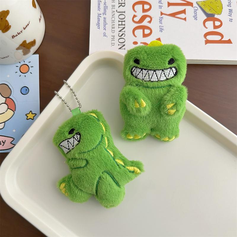 Small Mini Dinosaur Pendant Keychains Cute Animal Plush Stuffed Toy Keyrings Bag Doll Pendant Ornaments Gifts