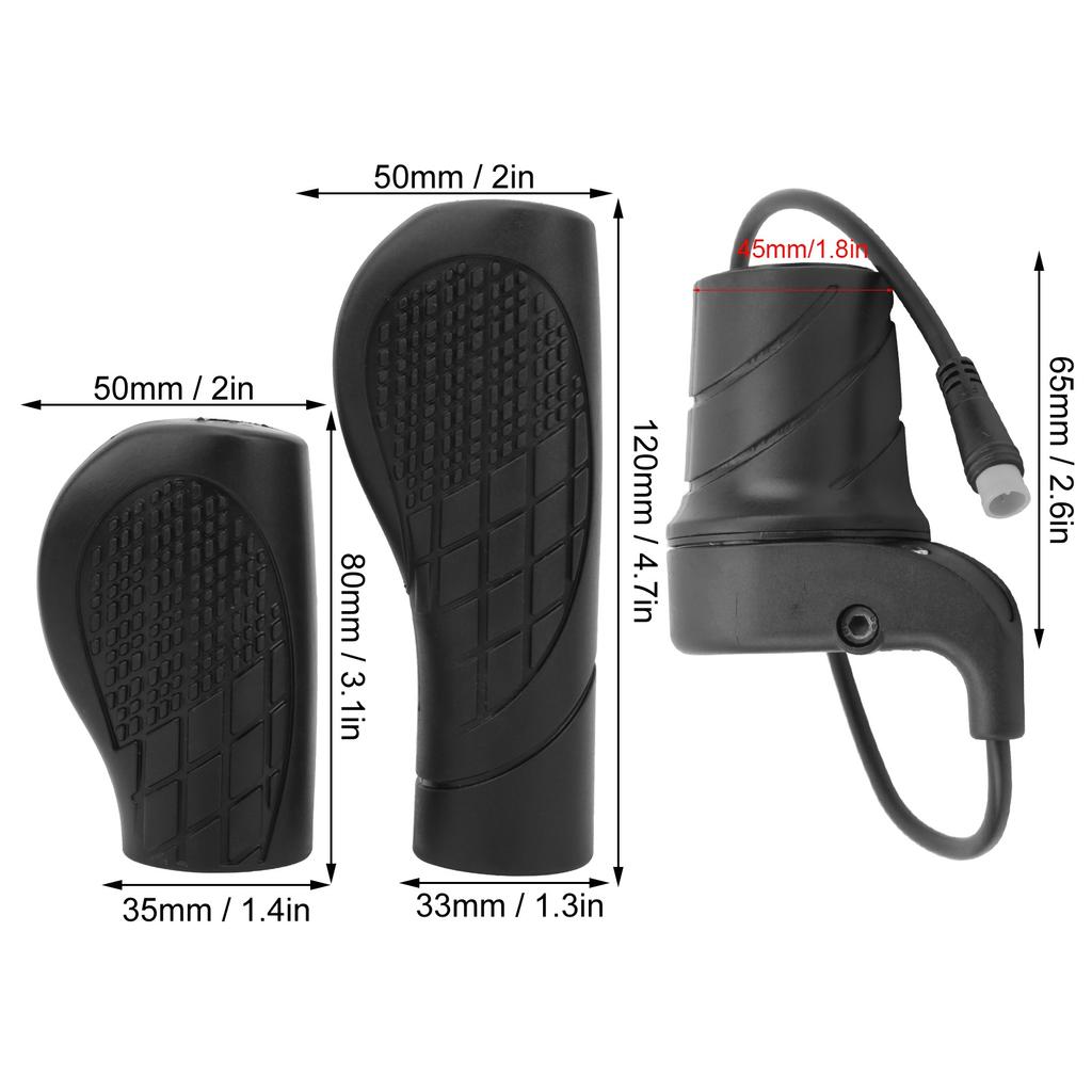 E-Bike Halbdrehgasgriff Rechtsgriff Gasgriff E-Bike Halbwasserdichter Stecker für Elektrorollerteil