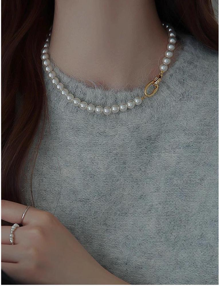 Niche Korean-Style Pearl Choker Necklace: Strong Luster Imitation Pearls for Women