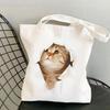 3D Realistic Cute Kitten Print Large Capacity Canvas Tote Bag for Students
