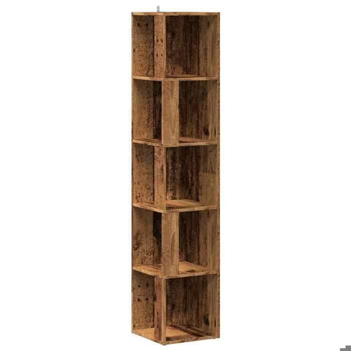 VidaXL Corner Cabinet Old Wood 33x33x165 Cm Engineered Wood, Corner Shelf, Bookcase, Display Cabinet, Bookshelf, 856724