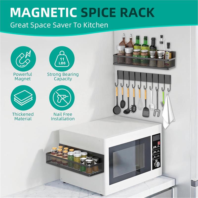 Magnetic No-Drill Refrigerator Side Spice Rack