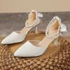 Heeled Sandals Baotou Sandals Women's New Bow High Heels Hollow Pointed Sandals Women Shoes Heels for Ladies