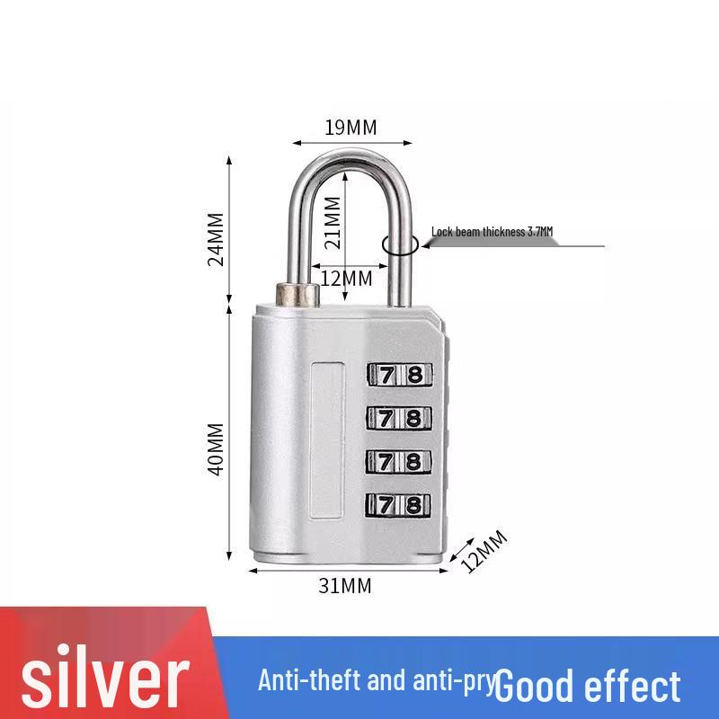 Zinc Alloy 4-Digit Anti-theft Password Padlock for Suitcase, Gym Locker, or Door Lock