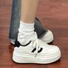 Black and white contrasting color platform white shoes women's 2025 autumn new ins lightweight and breathable student versatile height-increasing bo