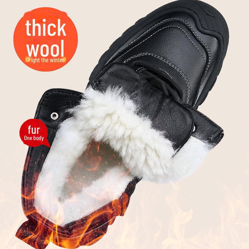 Pánské kožené zimní boty s vysokým svrškem a zesílenou vlněnou podšívkou