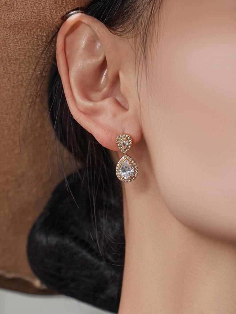 Luxury Zirconia Diamond Bracelet and Necklace Set with Stainless Steel Pendant and Retro Earrings