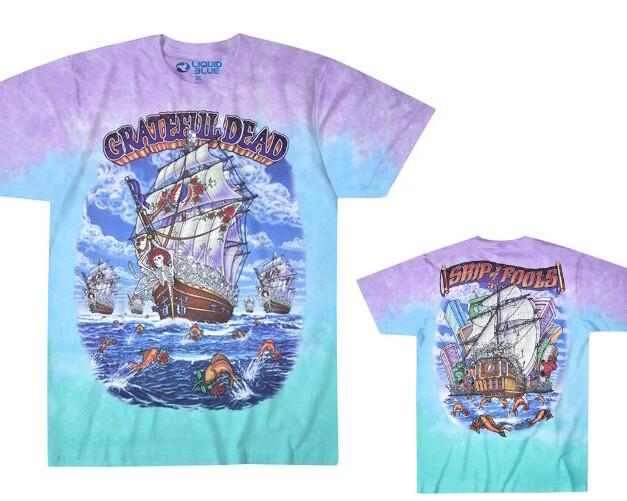 Ship of Fools Grateful Dead Liquid Blue Tie Dye Mens T-shirt - NEW XXXL