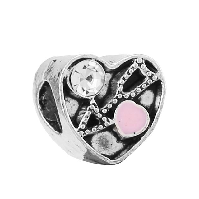 4pcs Sale Romantic Style Enamel Love Heart Charms Beads Fit Original Bracelets Necklaces For Women Girlfriend Jewelry Making