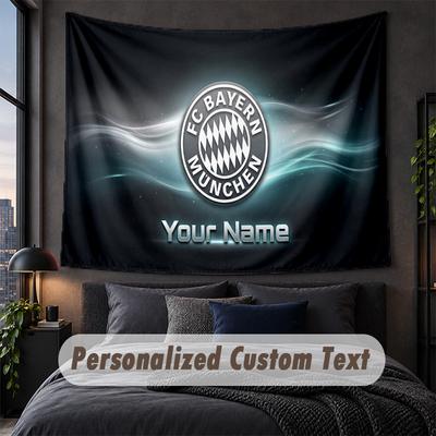 Custom Name Text Tapestry,Bayern Munich Decorative Wall Hanging, Background Tapestry For Home Bedroom