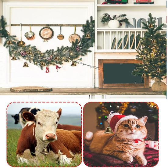 Small Bell Christmas Ornaments Vintage Brass Jingle Bells with Hook for Hanging Wind Chimes Making Home Wedding Christmas Party Decoration