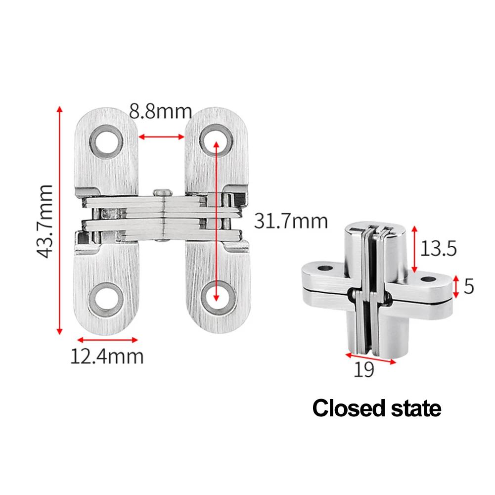 1pcs Concealed Cross Hinge Folding Door Hinges Invisible Door Hardware For Cabinet Cupboard Window Furniture Wooden Boxes