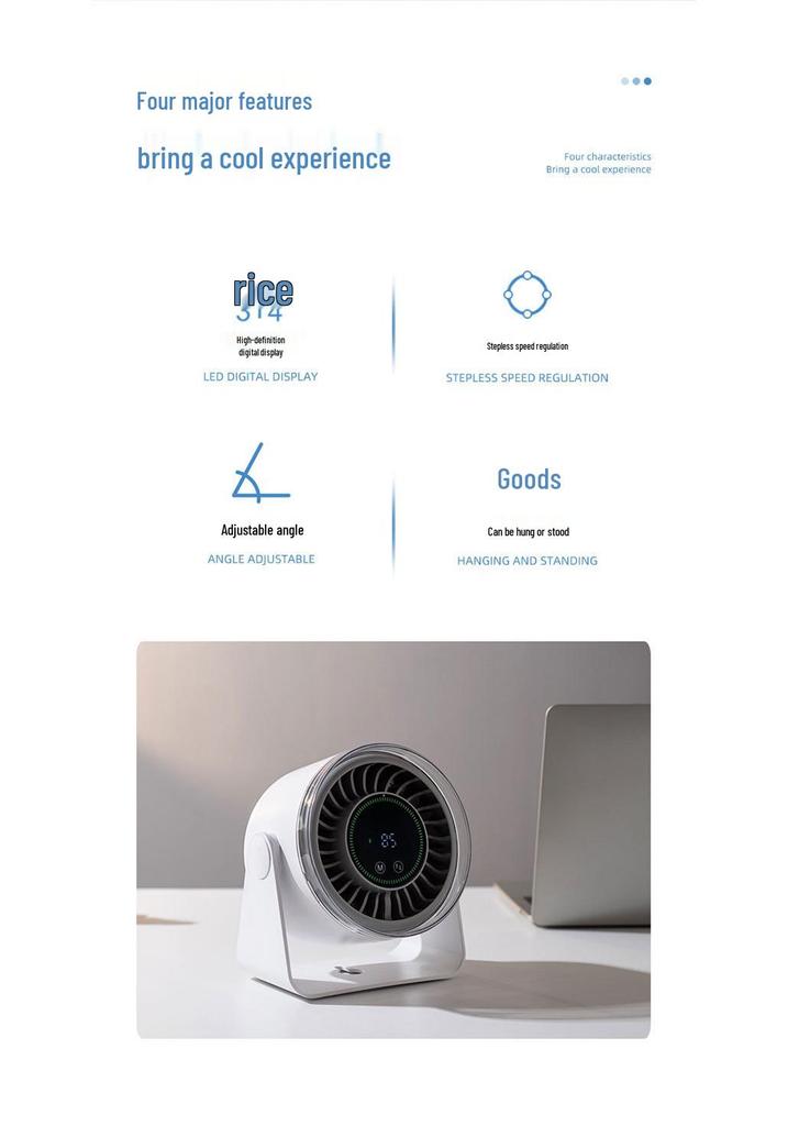 Weilexing Stepless Speed Digital Display Touch Desktop Fan
