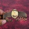 Fossil Coral Natural Gemstone Bangle Copper Wire Wrapped Adjustable Cuff Bracelet